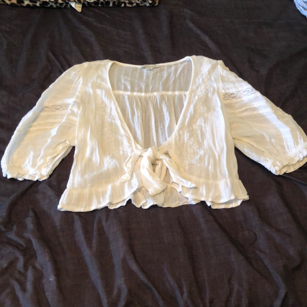 Small American Eagle tie front top